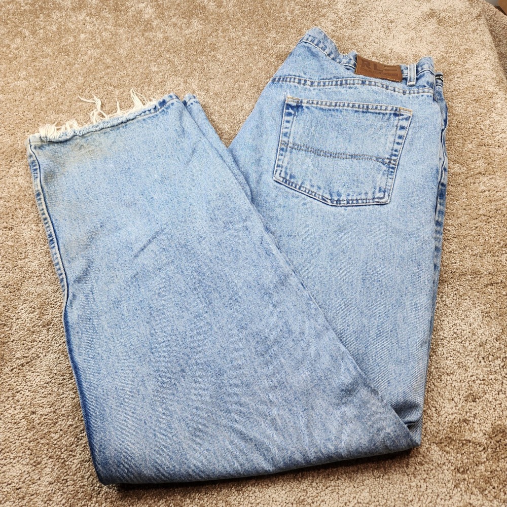 Polo‎ Jeans Co Ralph Lauren Mens Light Wash Distressed Straight Leg Jeans 37x31